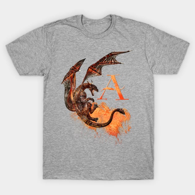 Drachen Buchstabe A T-Shirt by AndreaTiettje